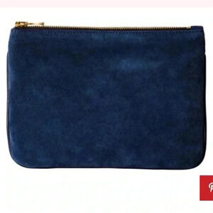NWT Balmain x H&M Blue Suede Zipper Pouch